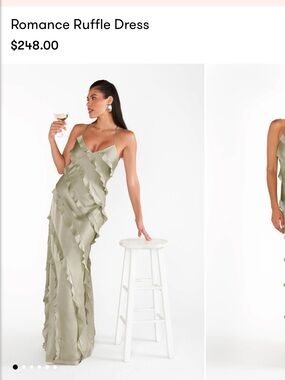 Show Me Your MuMu Romance Ruffle Maxi Dress ~ Moss Green Luxe Satin